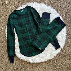 Old Navy Pajama Set New Pants & Top Green Blue Checkered Womens Size Small
